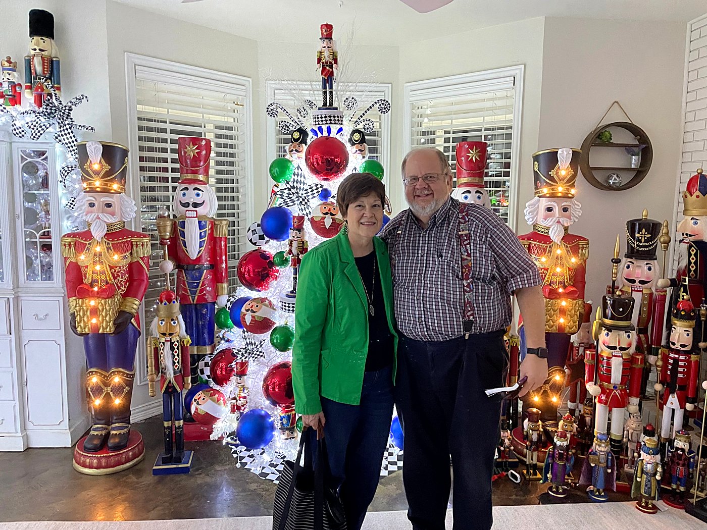 With Kevin at the Christmas home of their friends Col. Mark Roy and his wife, 2021.