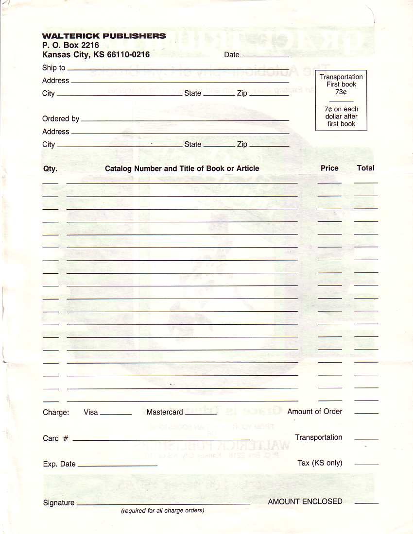 Walterick Publishers order form